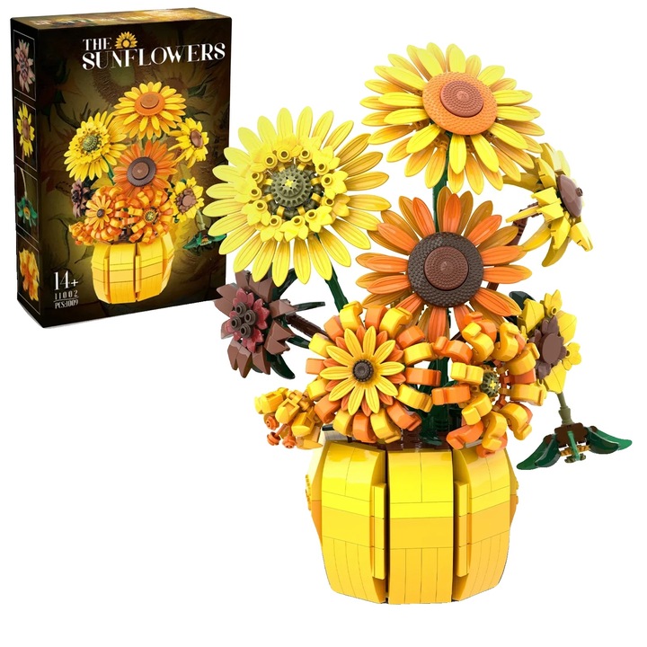 Model de asamblare, buchet de floarea-soarelui, decorare birou, plastic