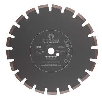 Disc diamantat NORDIA Strong Black Storm, 300 x 25.40 x 3.2 x 10 mm, 18 segmenti, pentru masina de debitat cu apa Disc diamantat NORDIA Strong Black Storm, 300 x 25.40 x 3.2 x 10 mm, 18 segmenti, pentru masina de debitat cu apa