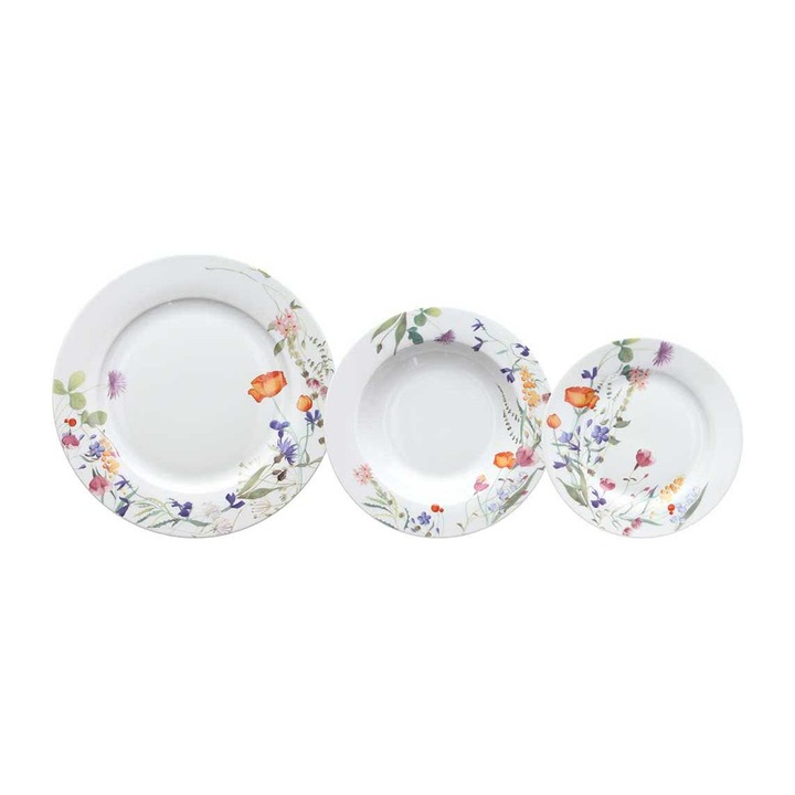 Set masa 18 buc, Andrea Fontebasso, portelan alb, pentru 6 persoane, dimensiuni standardizate