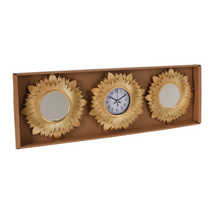 Set ceas de perete cu oglinda Koopman 25 cm auriu