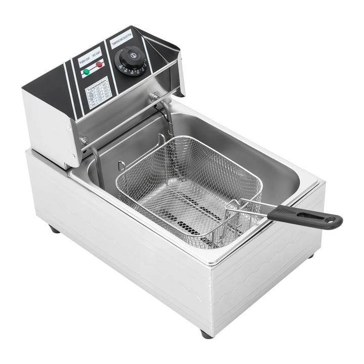 Friteuza comerciala, Friteuza electrica, Capacitate mare, Otel inoxidabil, Argintiu