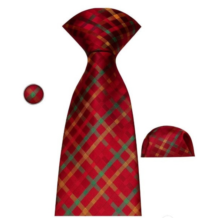 Set cravata matase + batista + butoni, multicolor, SCR160