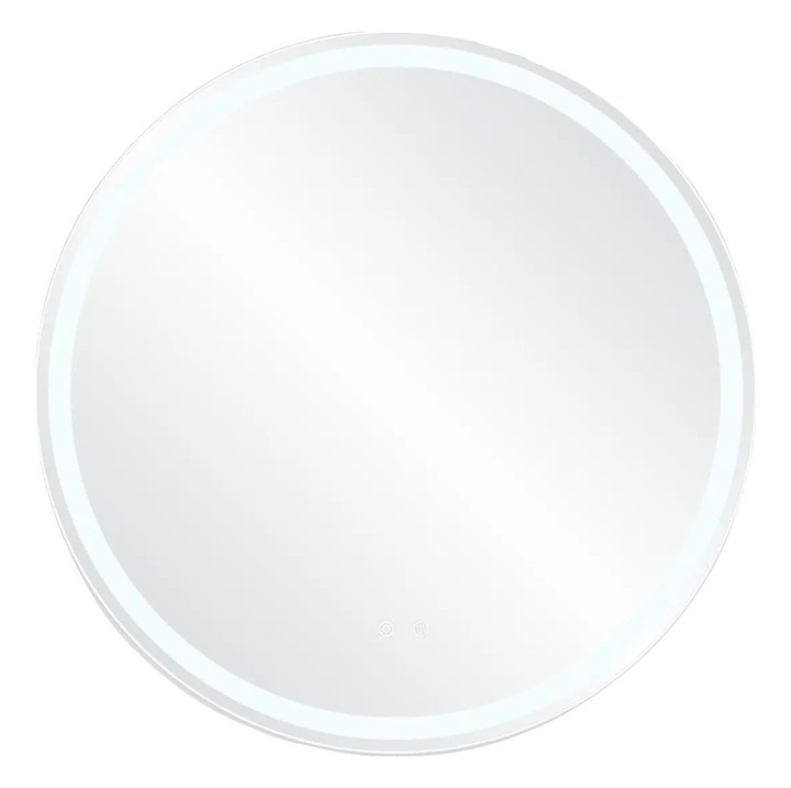 Кръгло огледало за баня 60см, димируемо LED осветление, против замъгляване, модерен дизайн