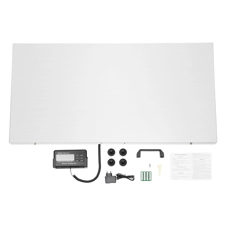 Cantar electronic pentru animale, 300kg capacitate, display LCD, argintiu, 103x53cm