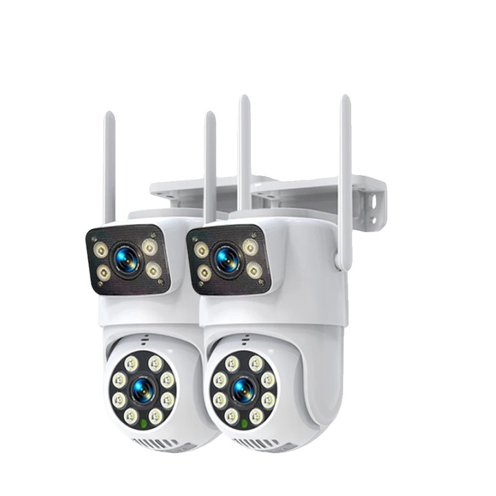 Camera de supraveghere, 8MP, doua camere, viziune nocturna color, conectivitate wireless, priza EU