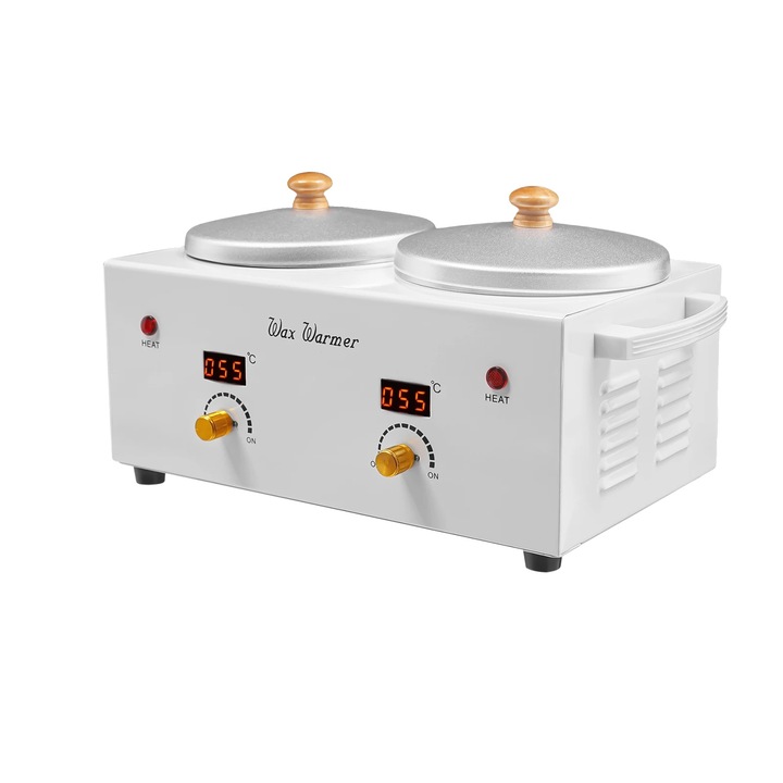 Incalzitor de ceara, 2 vase, temperatura ajustabila, alb