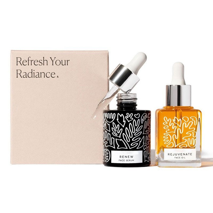 Set de ingrijire de noapte, Ser revitalizant + Ulei facial revitalizant si reparativ, 2 piese, cu acid hialuronic, ulei de argan, ulei de catina, acid glicolic