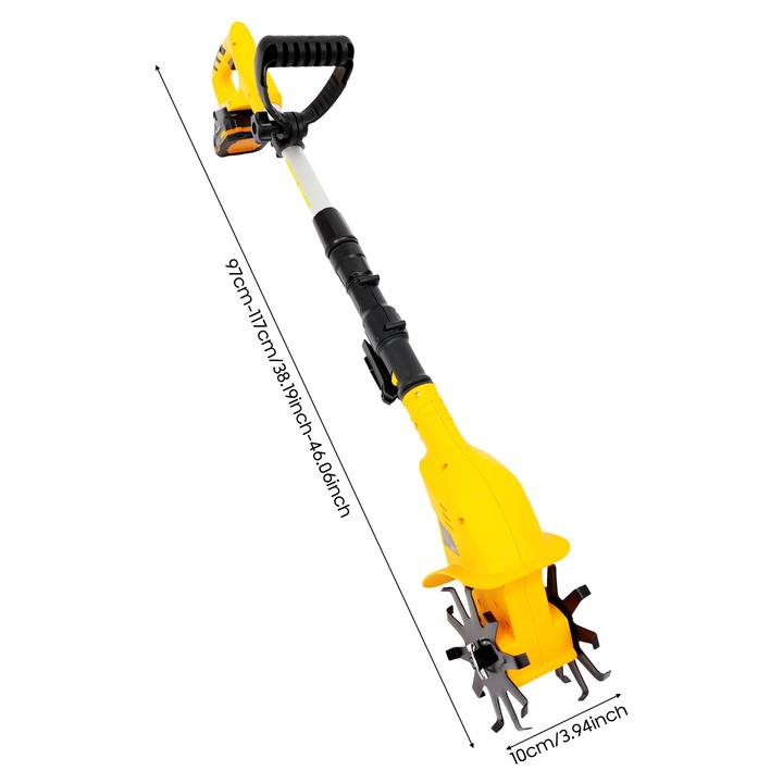 Безжична електрическа косачка, преносима, дълбочина на косене 25 см, жълта