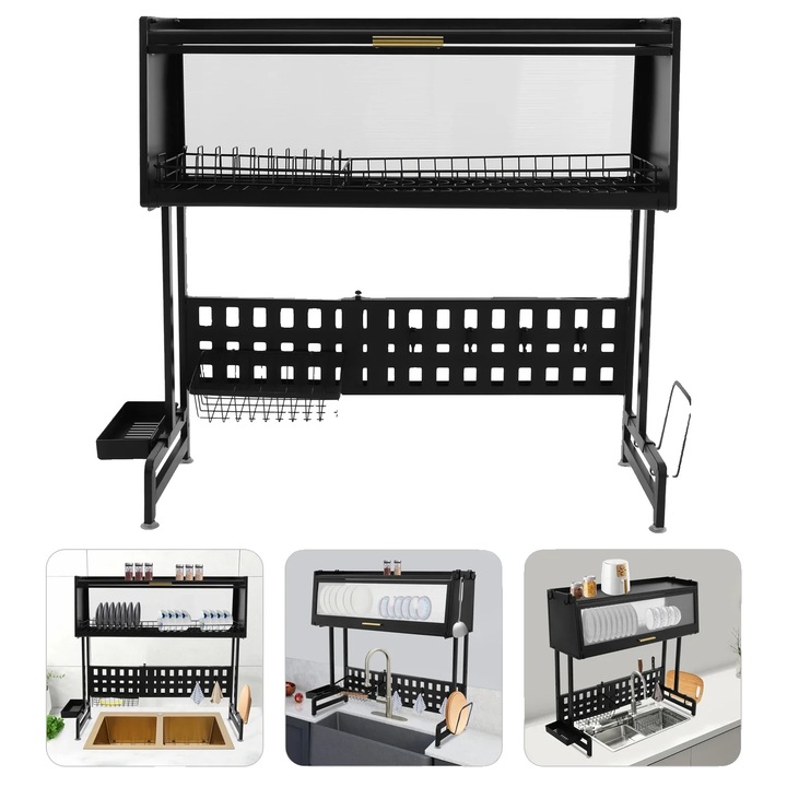 Scurgator vase, design peste chiuveta, capacitate maxima 100kg, latime slot bol 27mm, latime slot disc 28mm, ajustabil