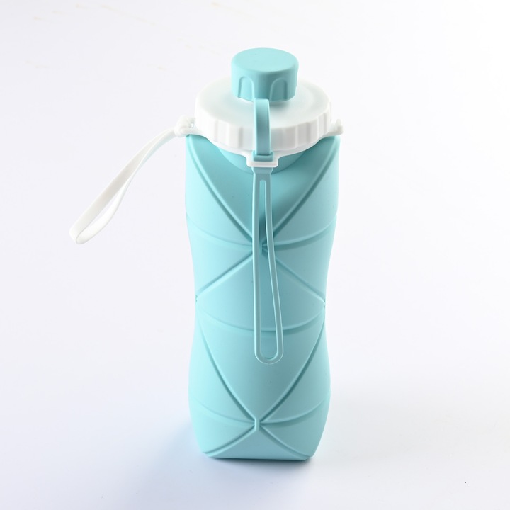 Összecsukható szilikon kulacs, 600ml, kék