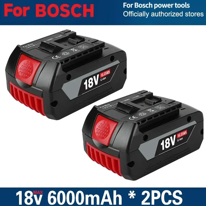 Acumulator de schimb 18V, pachet acumulator Li-Ion 2×6, 0Ah, pentru scule electrice fara cablu BAT609 BAT618 GBA18V80, set 2 bucati