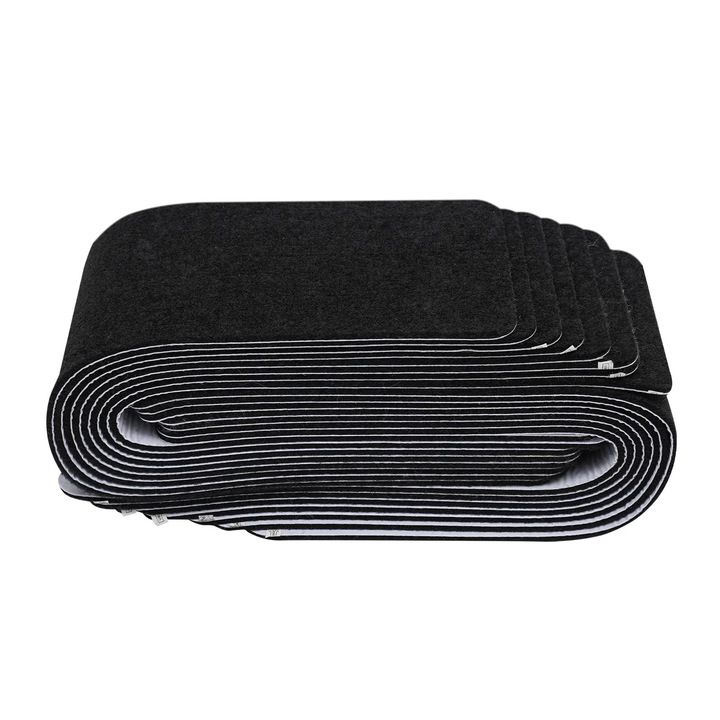 Covorase pentru trepte, autocolante antiderapante, set 15, 76×20, 3 cm, 6, 5 mm, poliester+TPR, negru