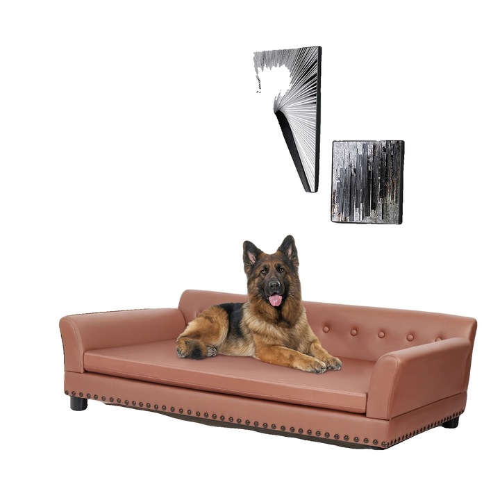 Culcus pentru animale, impermeabil, perna detasabila, ciocolata, XL