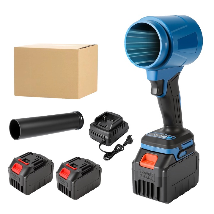 Aspirator electric pentru frunze, 8000 RPM, design portabil, set cu 2 acumulatori