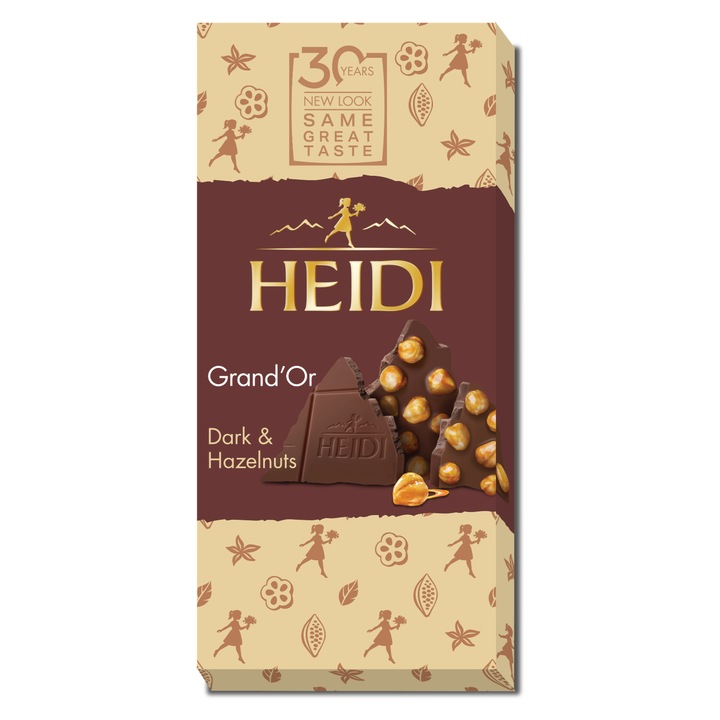 Ciocolata Heidi amaruie si alune de padure intregi caramelizate