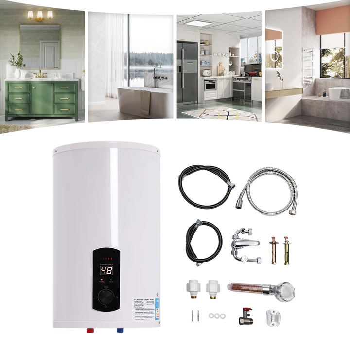 Elektromos vízmelegítő, 2000W, 30L, kompakt kialakítás, vízálló