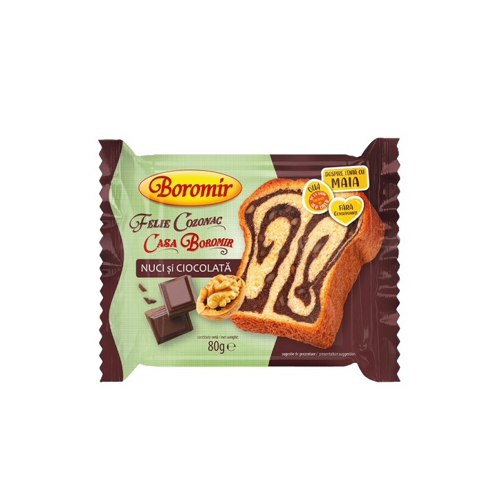 Felie cozonac casa boromir nuci si ciocolata 80g