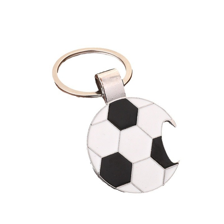 Breloc, Model Minge de Fotbal, din Aliaj Metalic, Deschizator de Sticle, Culoare negru