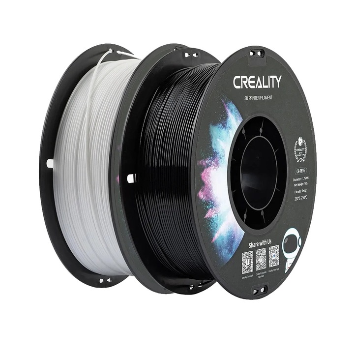 Filament 3D, 1.75mm, 2KG, PETG, fekete