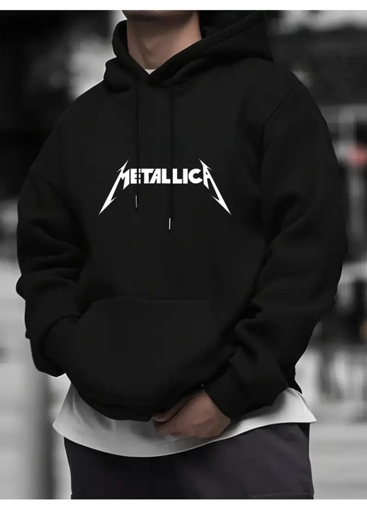 Hanorac Barbati Metallica, bumbac, gluga cu snur, regulat fit, calduros, lejer