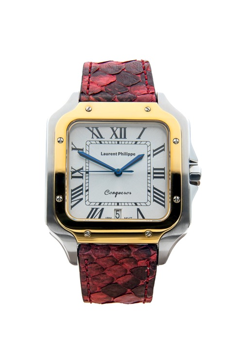 Ceas pentru barbati, Laurent Philippe, Conqueror Imperial Topaz - Serpent Rouge, 38mm x 27.5mm, Silver/Gold