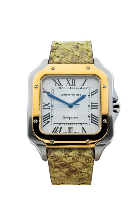 Férfi karóra, Laurent Philippe, Conqueror Imperial Topaz - Toxic Lizard, 38mm x 27,5mm, Ezüst/Arany