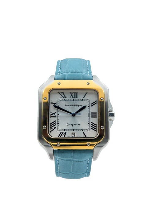 Férfi karóra, Laurent Philippe, Conqueror Imperial Topaz - Icy Petal, 38mm x 27,5mm, Ezüst/Arany