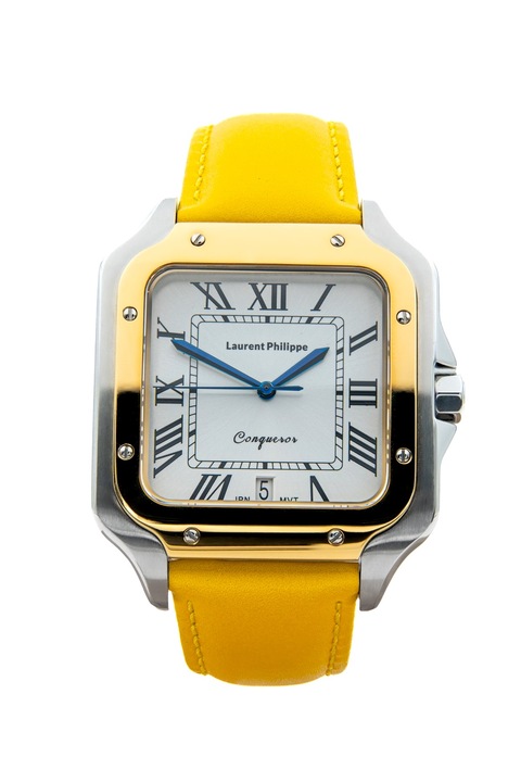 Ceas pentru barbati, Laurent Philippe, Conqueror Imperial Topaz - Yellow Fever, 38mm x 27.5mm, Silver/Gold