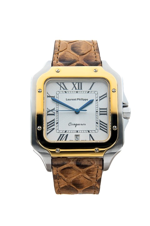 Férfi karóra, Laurent Philippe, Conqueror Imperial Topaz - Golden Venin, 38mm x 27.5mm, Ezüst/Arany
