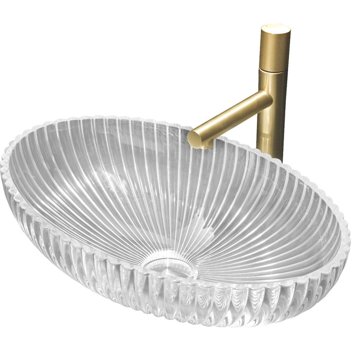 Lavoar pe blat Mexen Zira din sticla transparentă, 53x35cm, oval