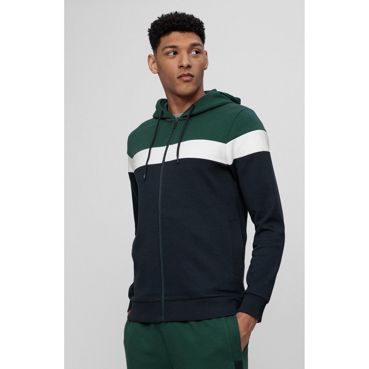 Férfi kapucnis pulóver, 4F cipzárral, Tengerészkék, 2XL