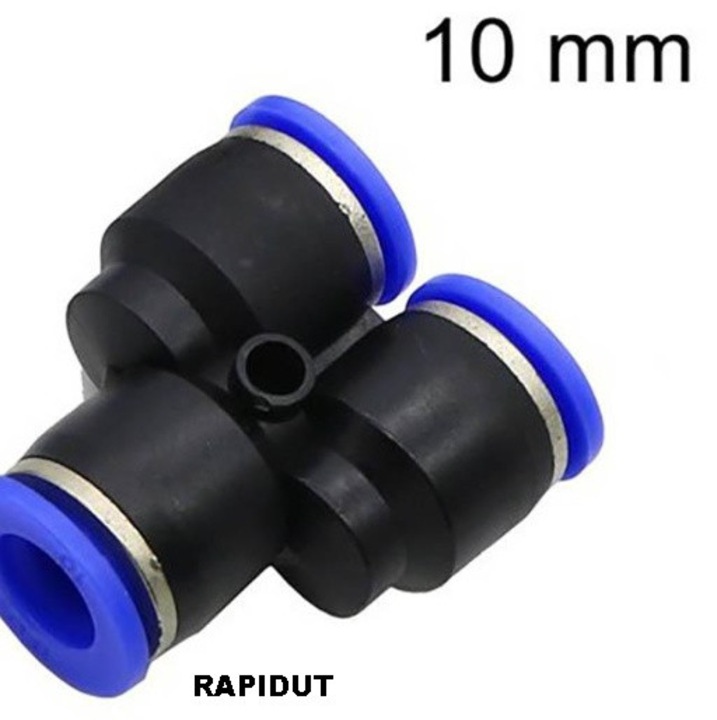 Pneumatikus csatlakozó/gyorscsatlakozó, RAPIDUT, Y gyorscsatlakozó 10 mm, Műanyag, Fekete/Kék