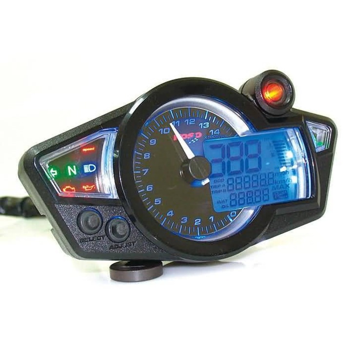 Koso RX1N GP Style черен многофункционален километраж, със синя подсветка 11042