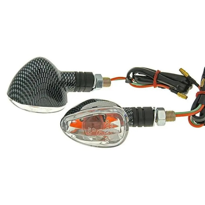 Index / irányjelző szett M10 menetes karbon, átlátszó, rövid verzió VC20108