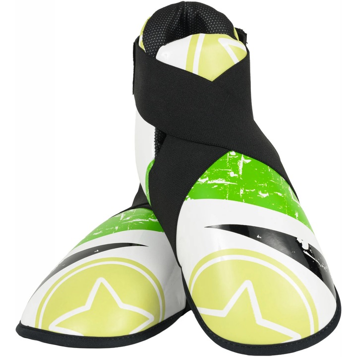 Botosei protectie picior Top Ten Urban Arts, verde-alb, marimea L, piele ecologica, forma ergonomica