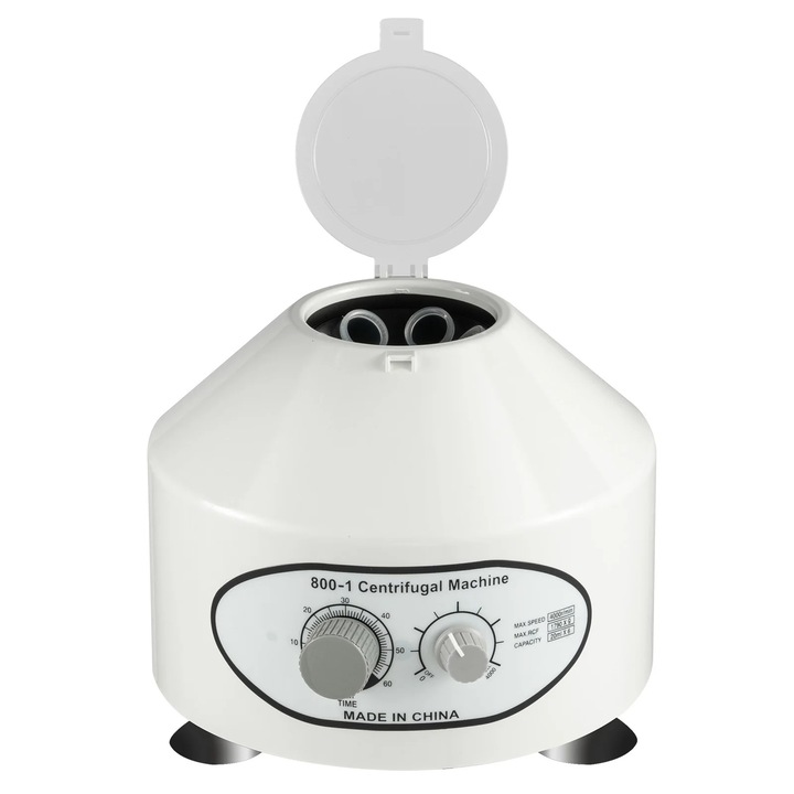 Centrifuga de laborator, Masina de centrifugare, Putere 25 W, Tensiune 220 V, Capacitate 6×20 ml, Max 1790×g, Alb