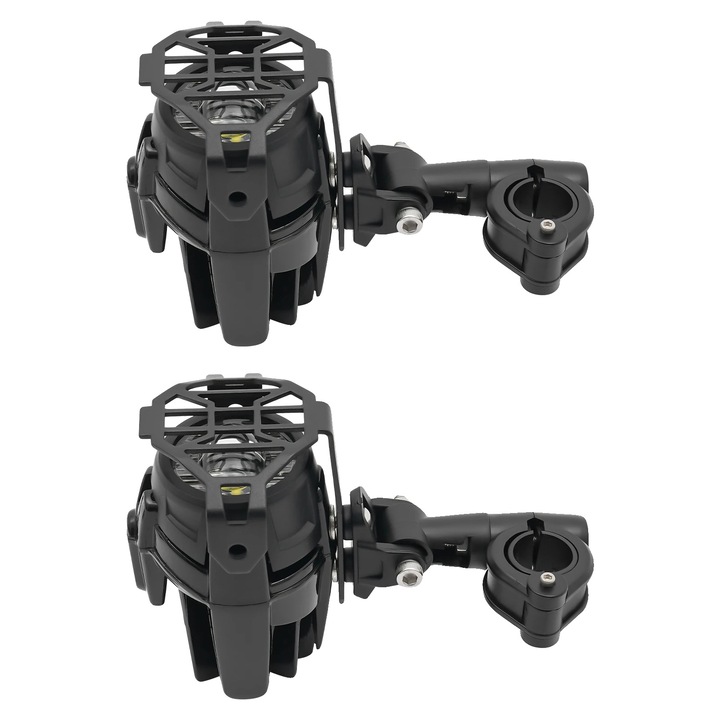 Proiectoare LED pentru motociclete, negru, set de 2, instalare usoara, aluminiu