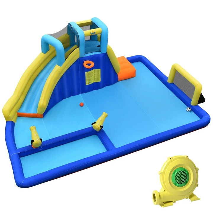 Надуваем замък 6 в 1 с водна пързалка и струи вода