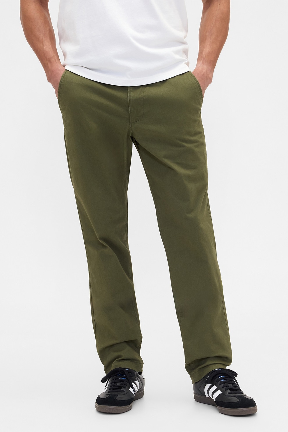 GAP, Pantaloni chino drepti, verde militar prafuit, W33-L32
