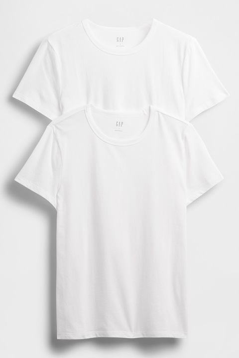 GAP, Set de tricouri cu model uni - 2 piese, Alb optic