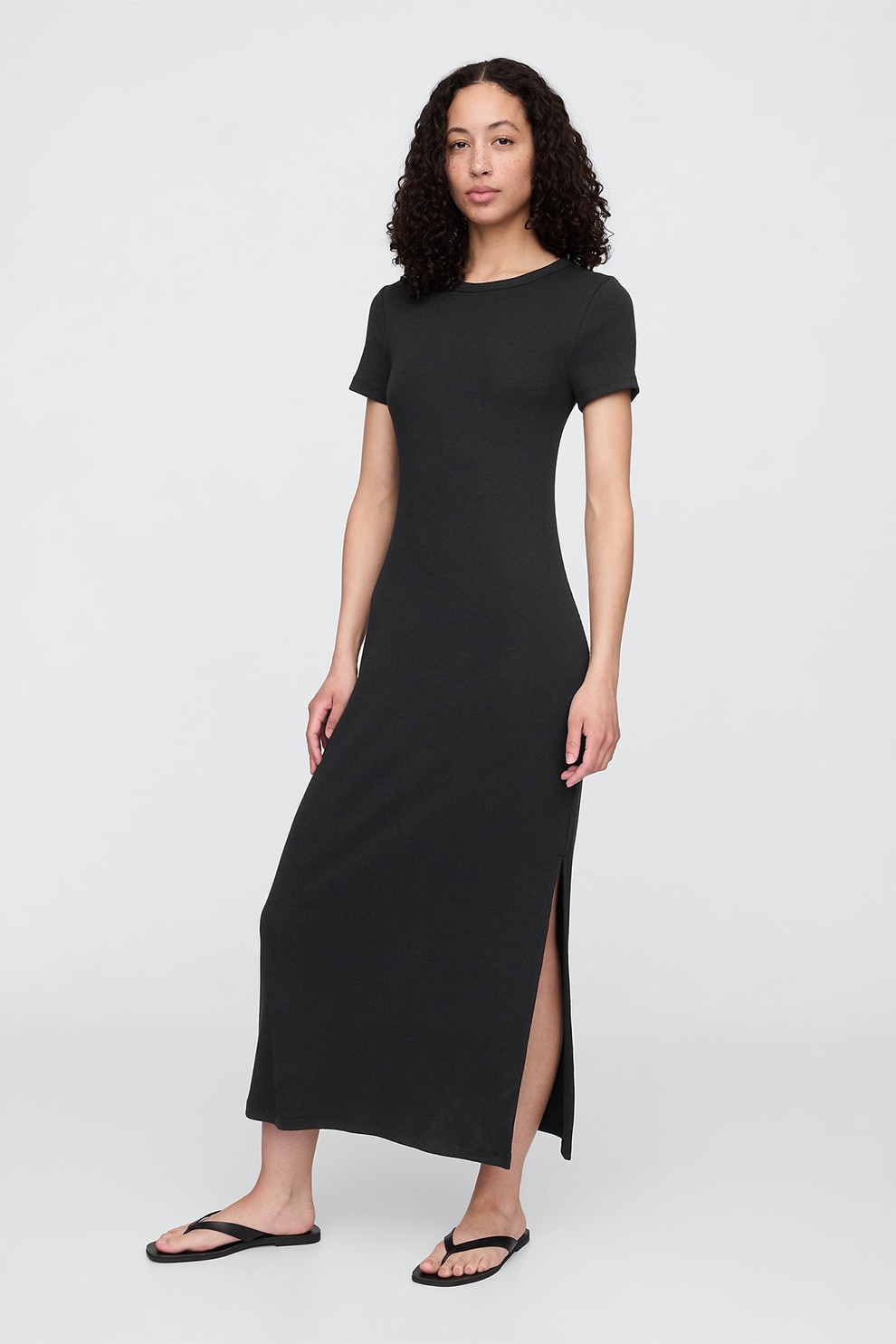 GAP, Rochie lunga din amestec de modal si bumbac, Negru, S