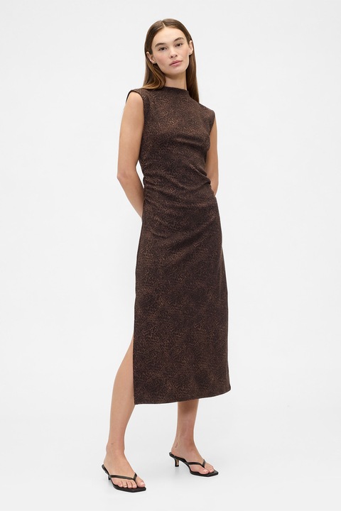 GAP, Rochie lunga cu slit lateral, Maro inchis