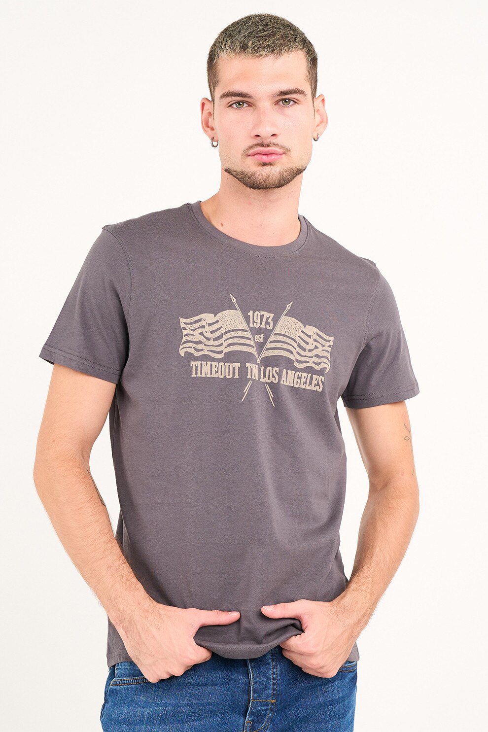 TIMEOUT, Tricou regular-fit din bumbac, Galben pal, Liliac prafuit, L