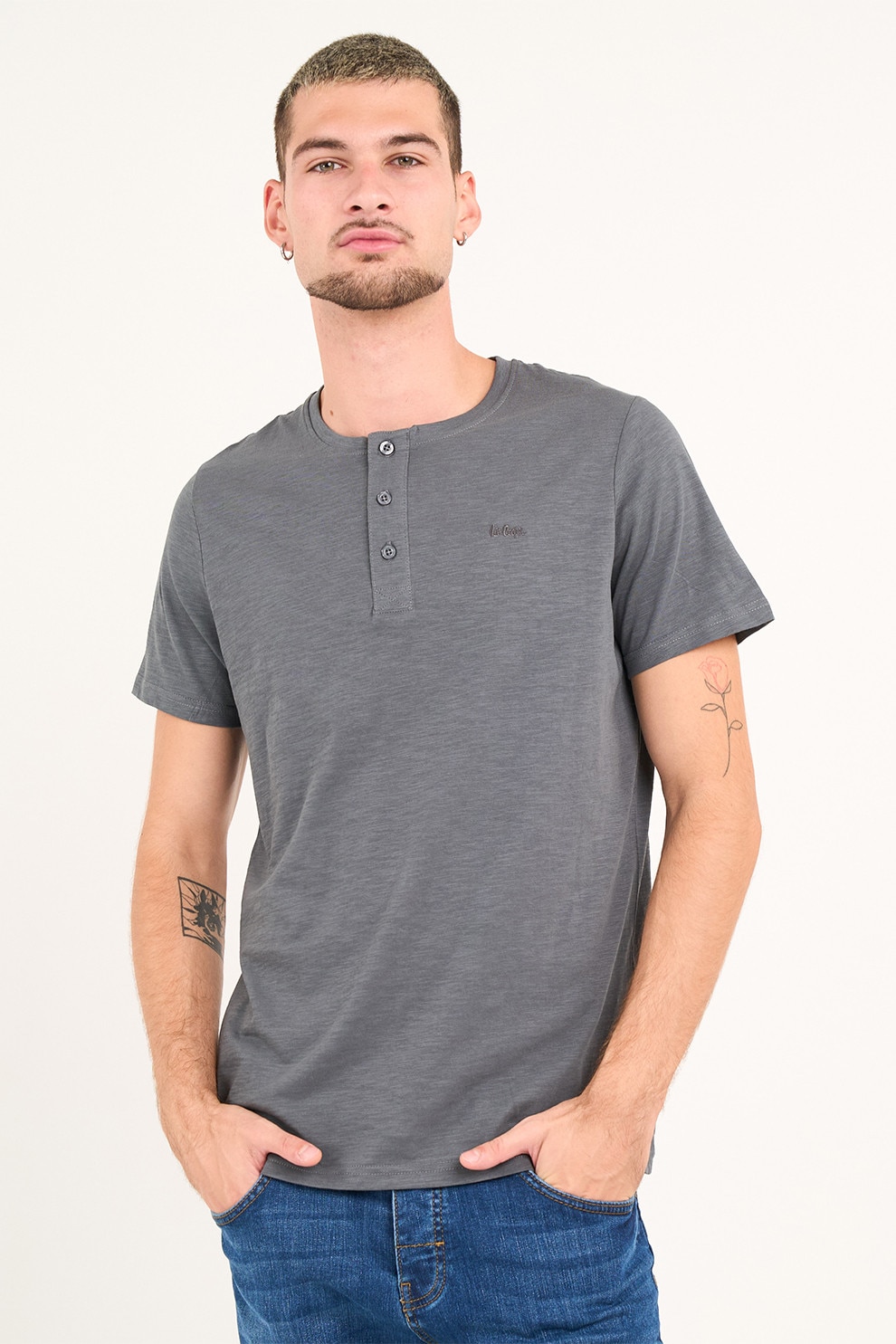 Lee Cooper, Tricou regular-fit cu model uni, Albastru prafuit, XL