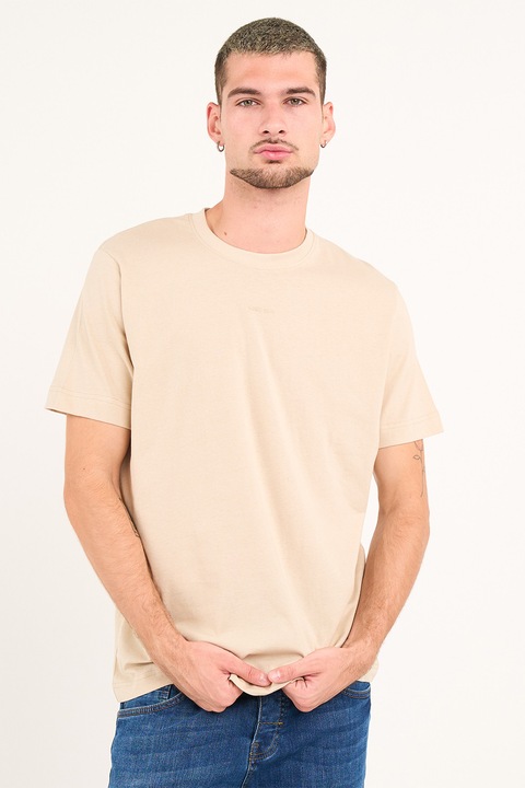 KVL by KENVELO, Tricou lejer cu model uni, Maro nisip