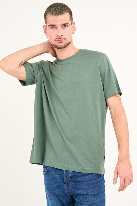 KVL by KENVELO, Tricou lejer cu model uni, Verde pal
