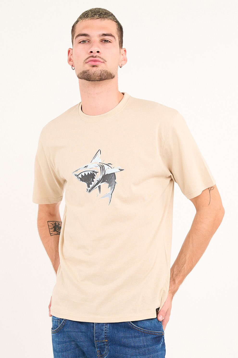 KVL by KENVELO, Tricou regular-fit cu imprimeu grafic, Gri deschis, Bej deschis, M