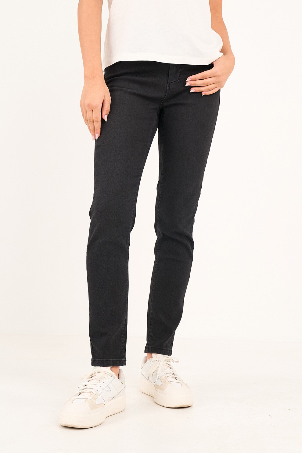 TIMEOUT, Pantaloni slim-fit cu model uni, Negru, W29-L30