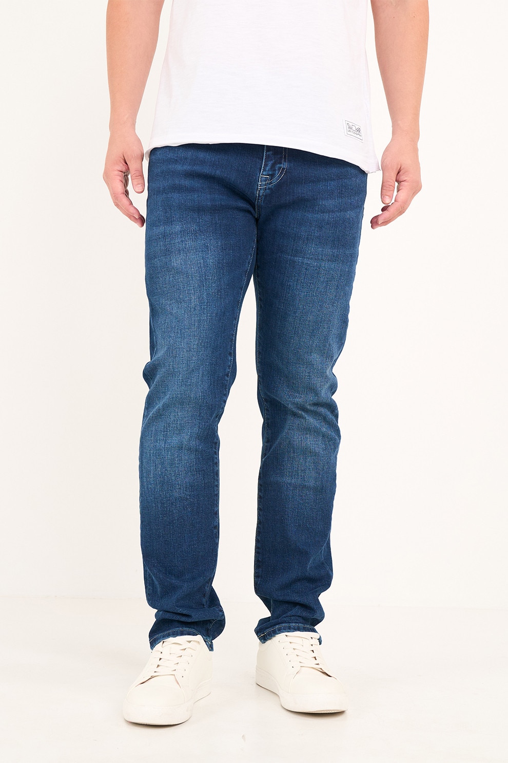 Lee Cooper, Blugi cu aspect decolorat, Albastru inchis, W30-L32