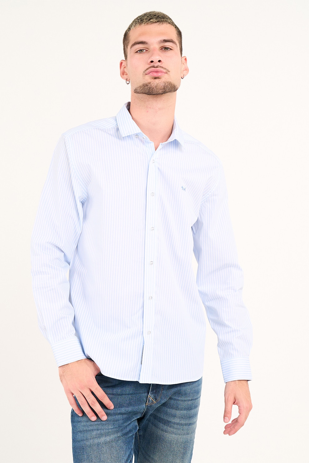 TIMEOUT, Camasa regular-fit cu dungi, Albastru deschis, XL